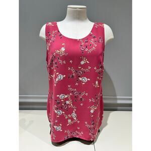 Chico’s Reversible Tank – Red Floral / Army Green – Size 1 (Medium)